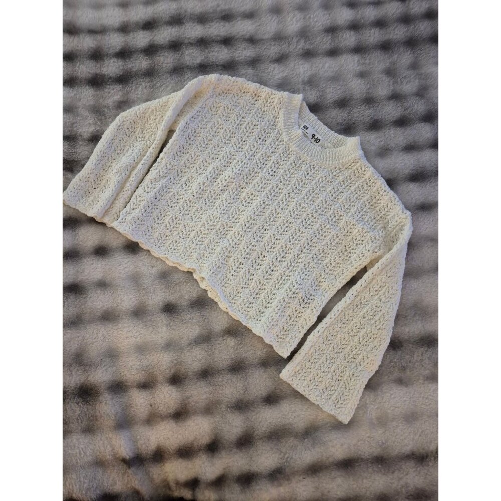 Crochet Knit Cream Pullover Sweater By Cotton On Kids  Size 9-10